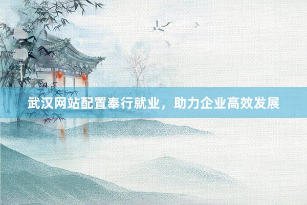 武汉网站配置奉行就业,助力企业高效发展